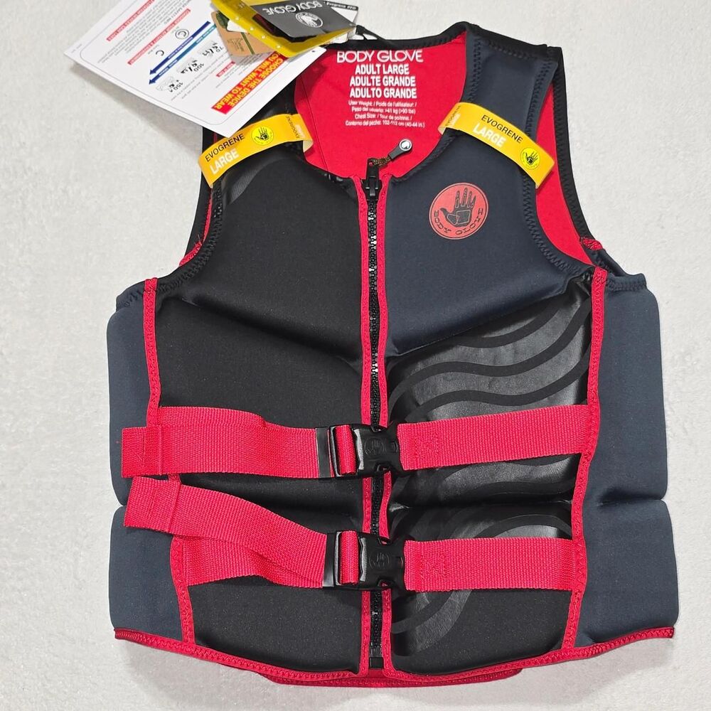 NWT - Body Glove Unisex Life Jacket Overboard Evoprene Adult Large PFD Vest Blac